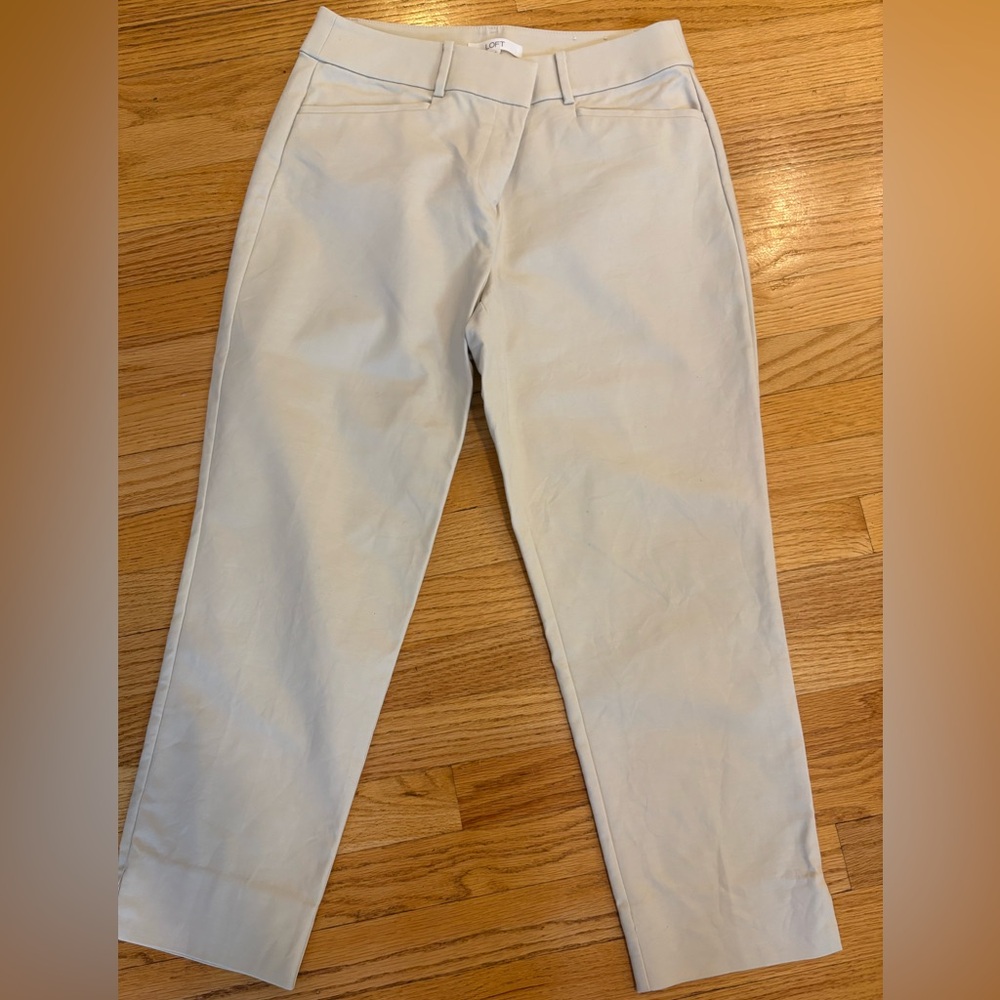 LOFT Tan Riviera Ankle Pants, Julie fit, Sz 8